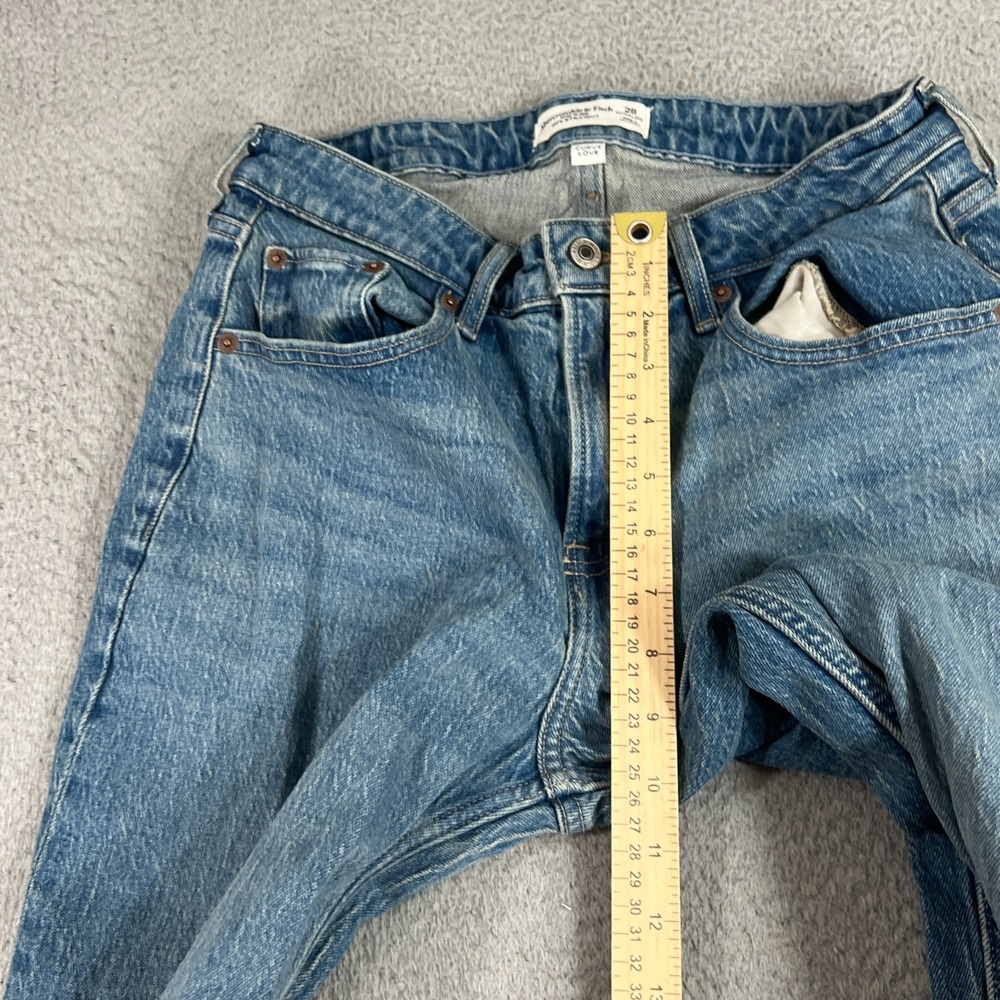 Abercrombie Fitch 90s Straight Mid Rise Jeans Womens 28 Extra Long Medium Wash - Picture 4 of 11